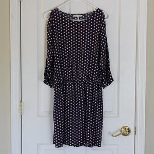 French Connection Navy Swift Dot Raspberry Dress